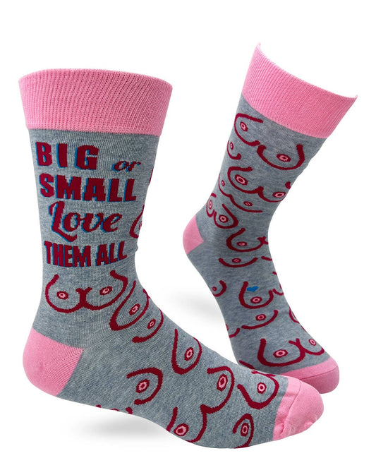 Big Or Small Love Them All Men's Novelty Crew Socks