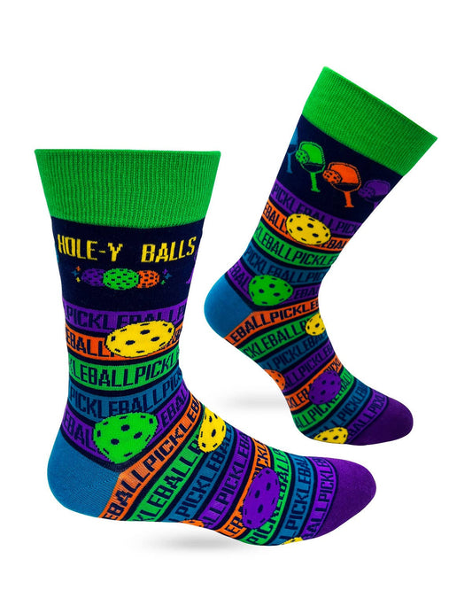 Hole-y Balls Men's Pickleball Novelty Crew Socks