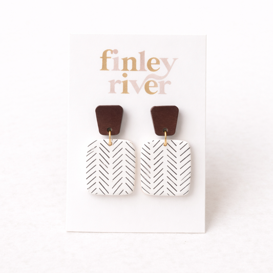 Rachel | Chevron | Clay Earrings: Gold Findings
