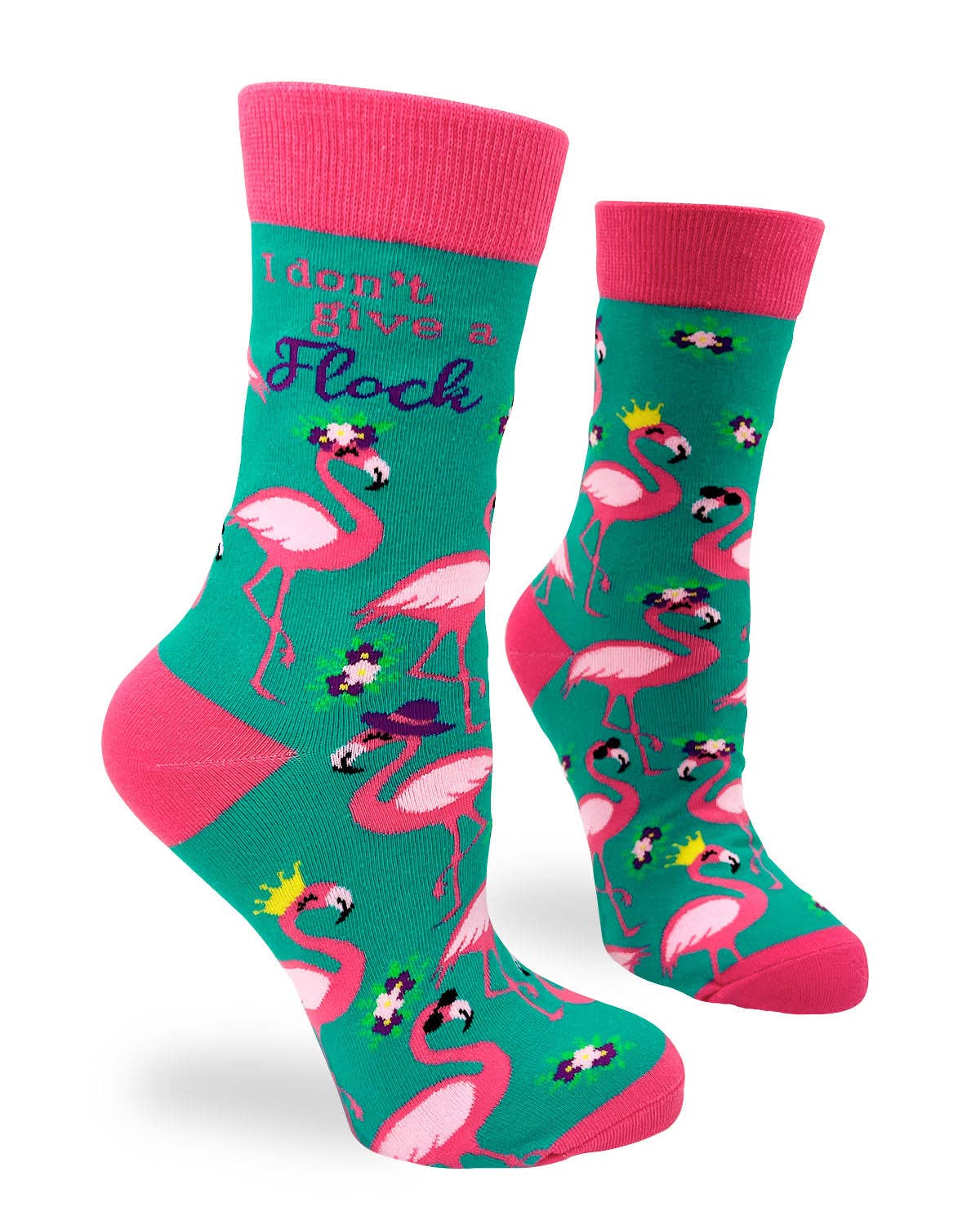 I Don't Give a Flock Women's Crew Socks Featuring Pink Flami