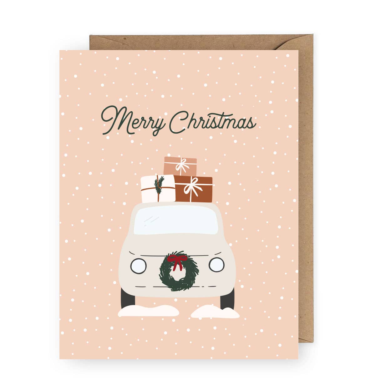 Merry Christmas Snow Car Greeting Card