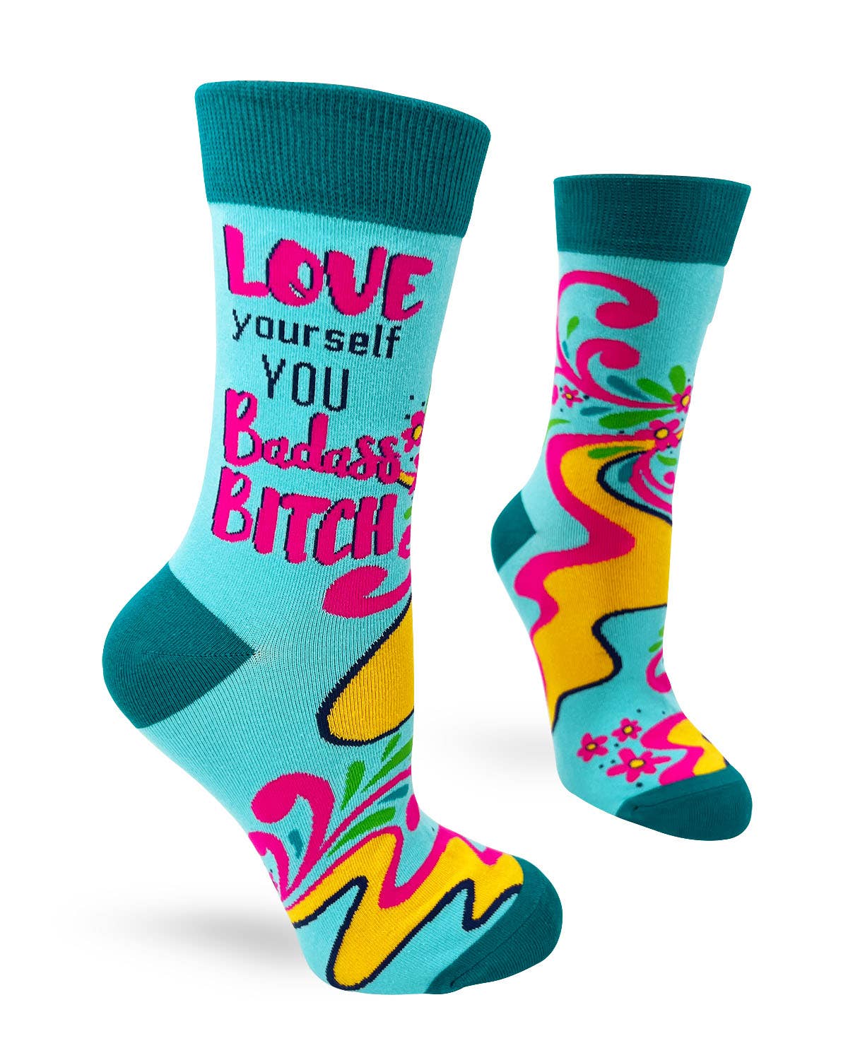 Love Yourself You Badass Bitch Ladies' Novelty Crew Socks